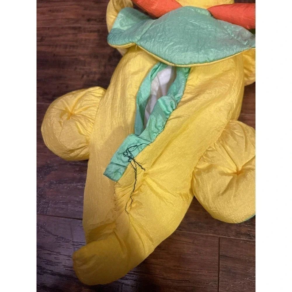 Vintage Dino Dudes Puffy Dinosaur Triceratops Yellow Slippers Sz:L